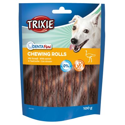 Foto van Trixie Denta Fun Ostrich Chewing Rolls