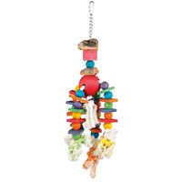 Trixie Speelgoed aan ketting m. touw &amp; kralen hout/kurk - 3 stuks