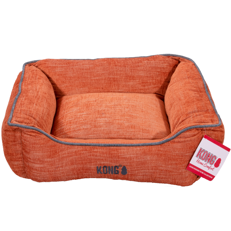 Foto van KONG Lounger Beds Small. Oranje met grijze lijn