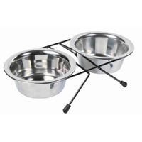 Trixie Voer/waterbak-set RVS/metaal - 4 stuks
