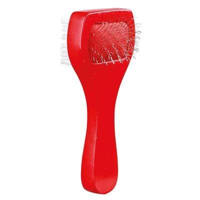 Foto van Trixie Slickerborstel 2-zijdig hout/metalen pinnen - 2 stuks