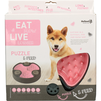 Foto van Eat Slow Live Longer Puzzle and Feed Pink