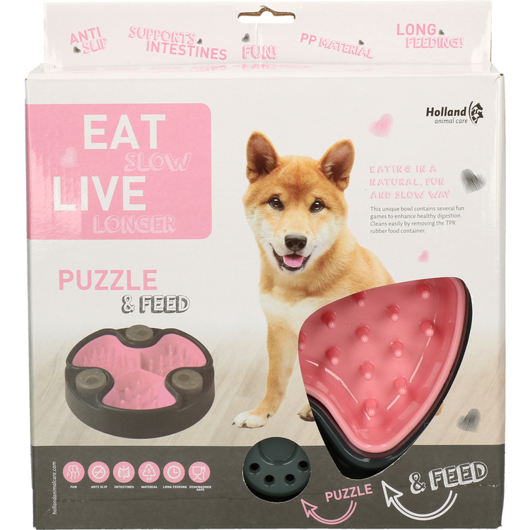 Foto van Eat Slow Live Longer Puzzle and Feed Pink