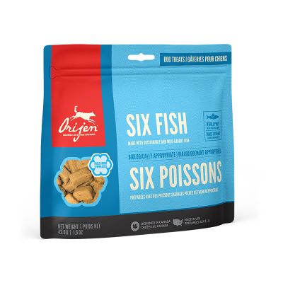 Orijen FREEZE-DRIED TREATS Dog 6 Fish 42.5 gr. Foto van Orijen FREEZE-DRIED TREATS Dog 6 Fish 42.5 gr.