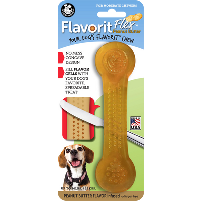 Foto van Pet Qwerks Flavorit Flex Peanut Butter Bone L 18 cm