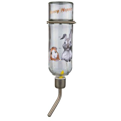 Trixie Drinkfles Honey&Hopper spanveer/draadbeugel glas - 3 stuks Foto van Trixie Drinkfles Honey&Hopper spanveer/draadbeugel glas - 3 stuks