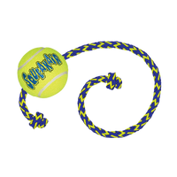 KONG Air Squeaker Tennis Ball M 6 cm met touw 52 cm