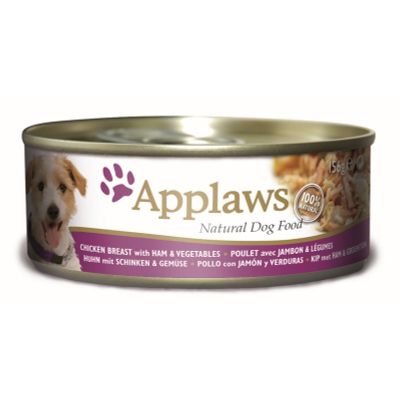 Foto van Applaws Hondenvoer Blik Kip Ham & Groenten 156 gr.