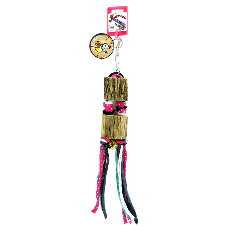 Foto van Birrdeeez Parkiet Sekelblok (2 st) en katoenfranjes