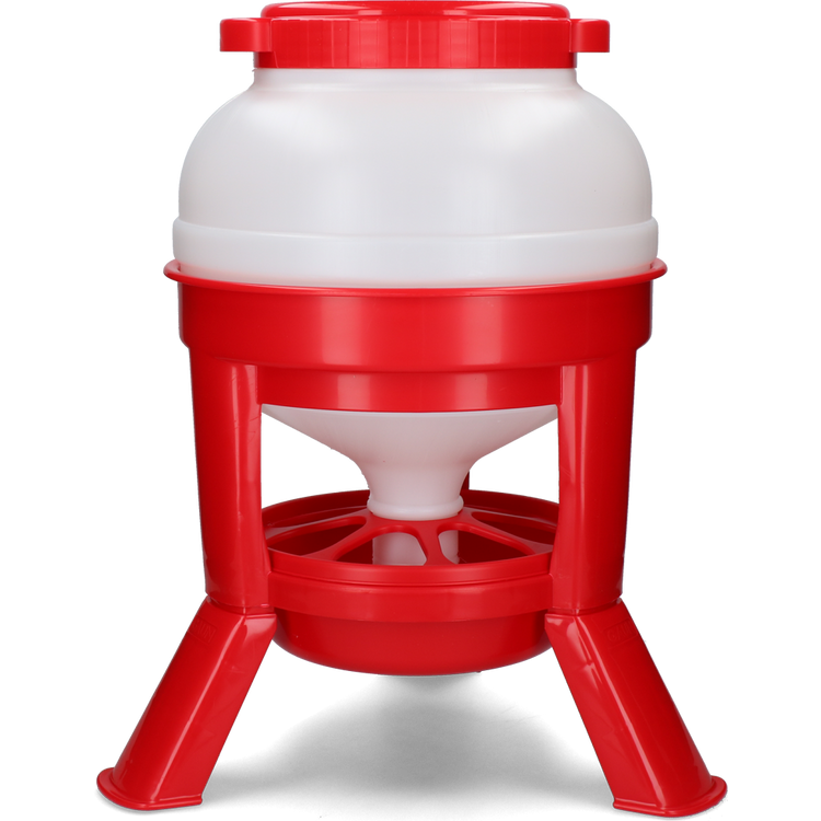 Foto van Pluimvee voertoren 20 l rood hopper op pootjes