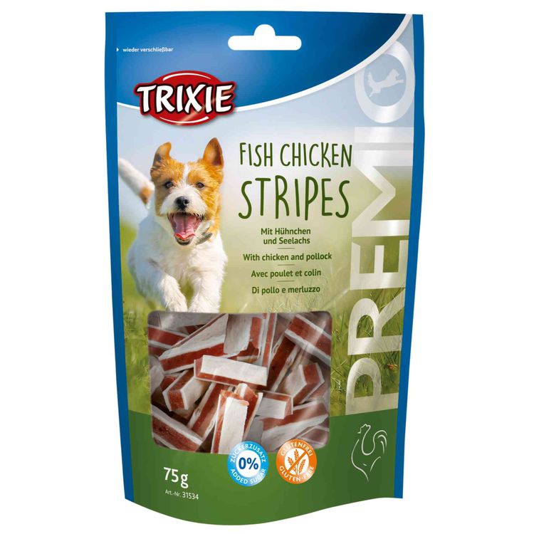 Trixie PREMIO Fish Chicken Stripes - 6 stuks Foto van Trixie PREMIO Fish Chicken Stripes - 6 stuks