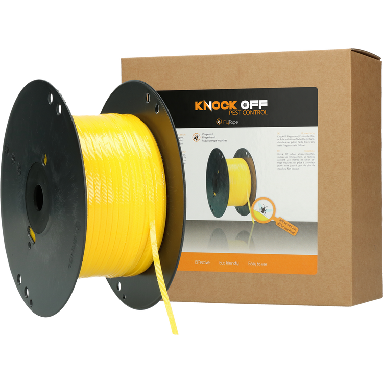 Foto van Knock Off Vliegenlint Vervangingsrol geel 400 m