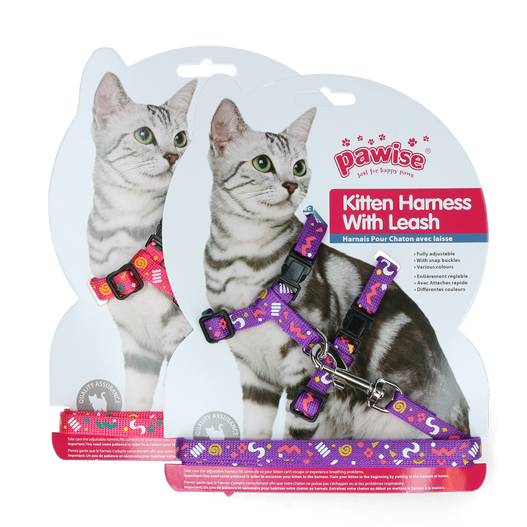 Foto van Pawise Kitten Harness Leash-Pink/Purple