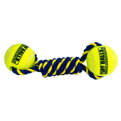 Foto van Knotted Cotton Rope Bumper 23 cm with 2 Tuff Balls (6 cm)