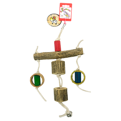 Foto van Birrdeeez Sekelbos T-Pillar Leather Parrot Toy