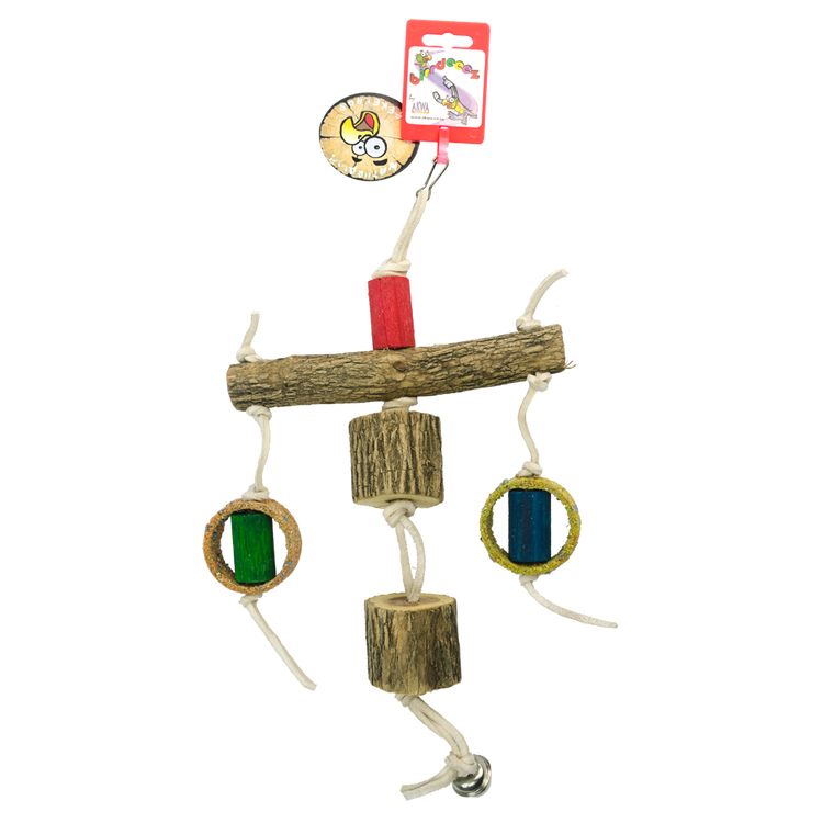 Foto van Birrdeeez Sekelbos T-Pillar Leather Parrot Toy