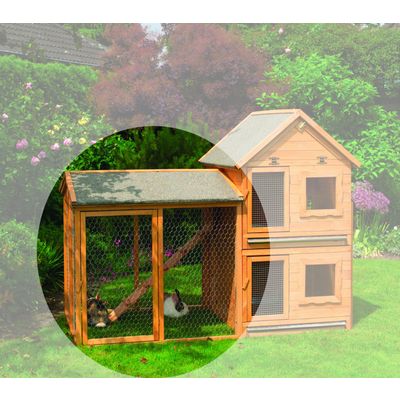 Foto van Konijnenhok | Buitenverblijf met deur en trap