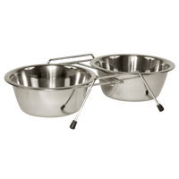 RVS Voerbak Twin Feeder 2 x 450 ml
