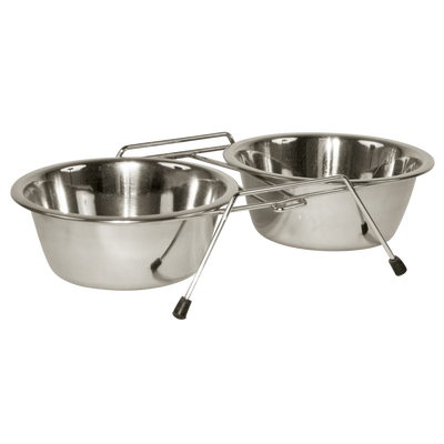 Foto van RVS Voerbak Twin Feeder 2 x 450 ml