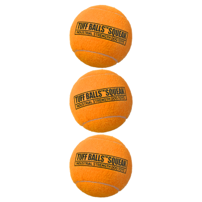 Foto van Tuff Balls Squeak 6cm 3-Pack Oranje
