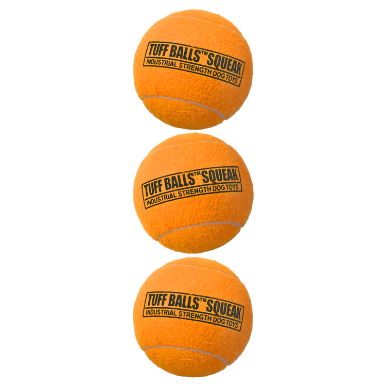 Foto van Tuff Balls Squeak 6cm 3-Pack Oranje
