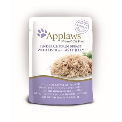 Foto van Applaws Kattenvoer Quick Serve Jelly Kip & Lever 70 gr.