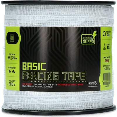 Foto van ZoneGuard 20 mm Basic afrasteringslint wit 200 m (4 draden)