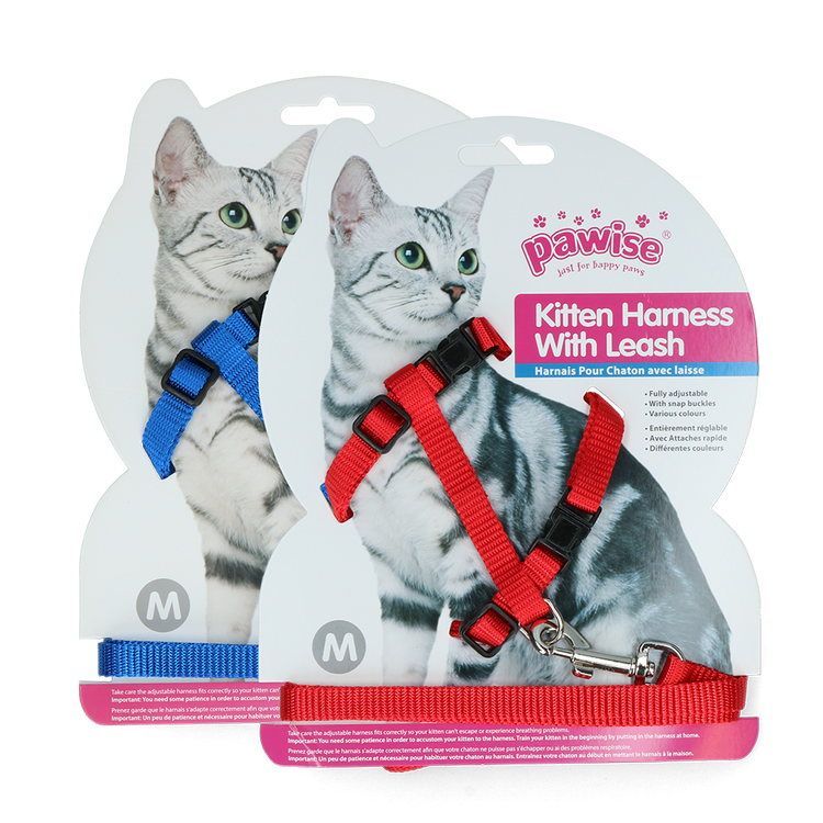 Foto van Pawise Kitten Harness Leash-Red/Blue