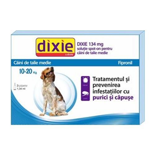 Solutie Antiparazitara, Dixie Spot On Dog M, 1,34 Ml X 3 Buc