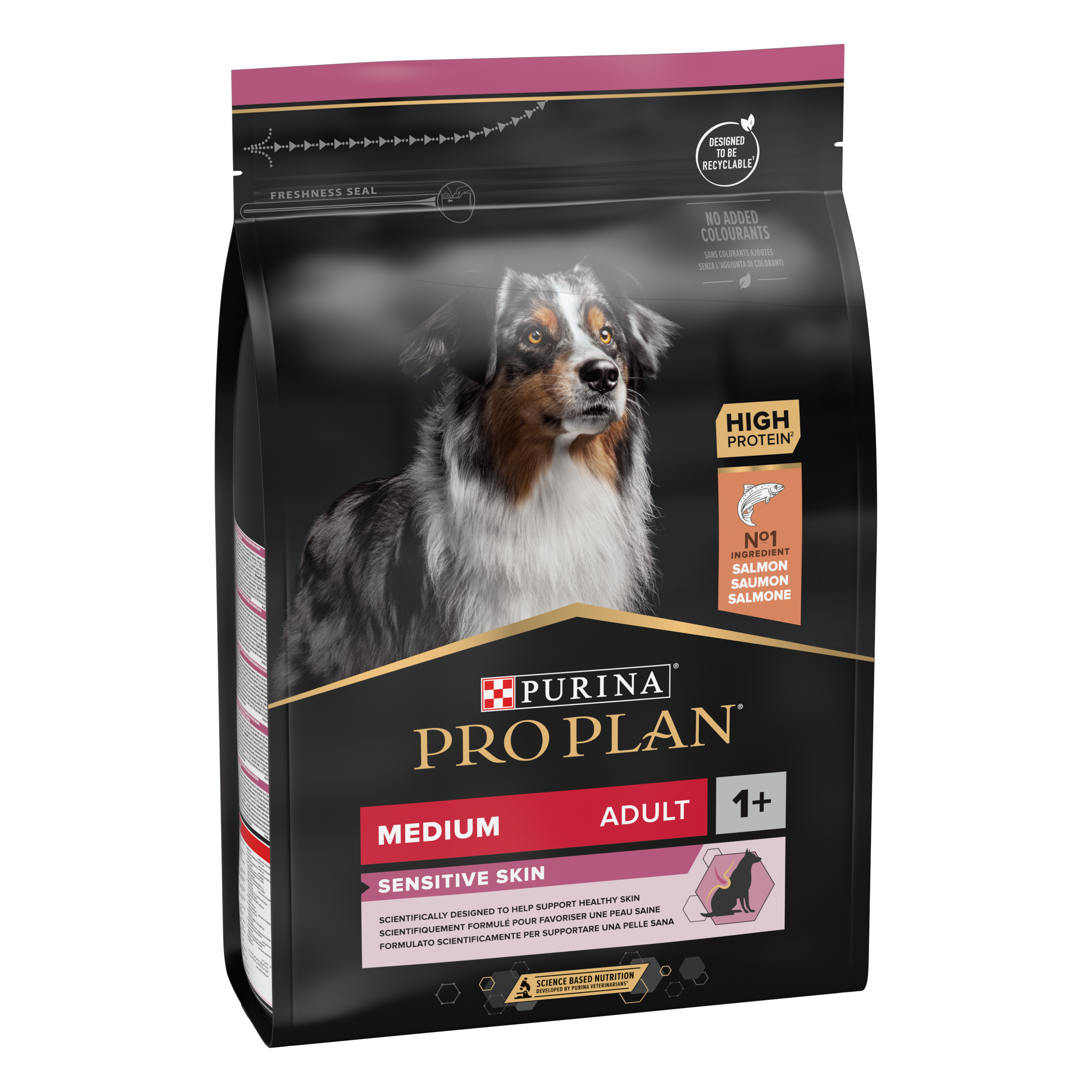 PURINA PRO PLAN ADULT Sensitive Skin, Talie Medie, Somon, 3 kg