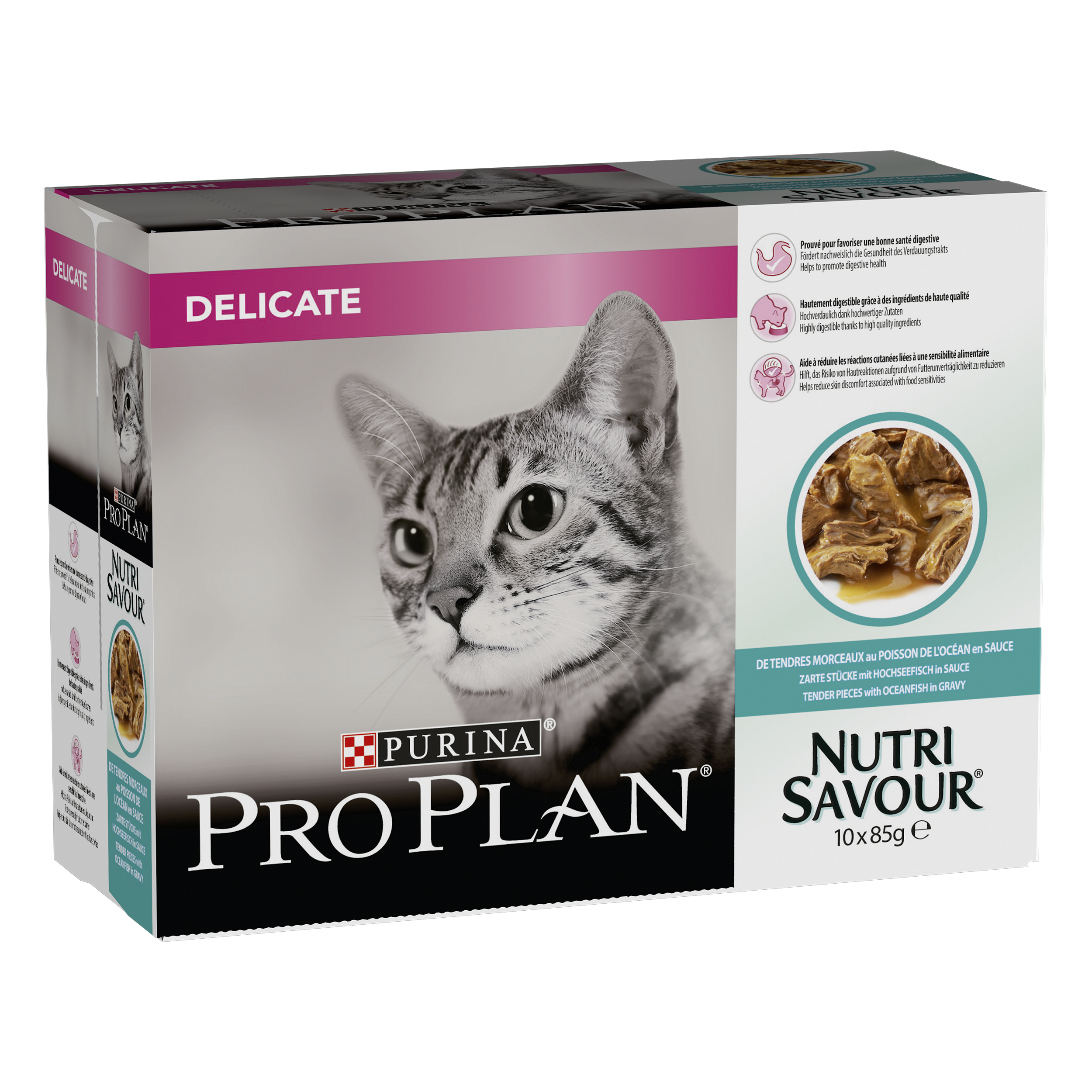 PURINA PRO PLAN DELICATE NUTRISAVOUR, Peste Oceanic, 10 x 85 g