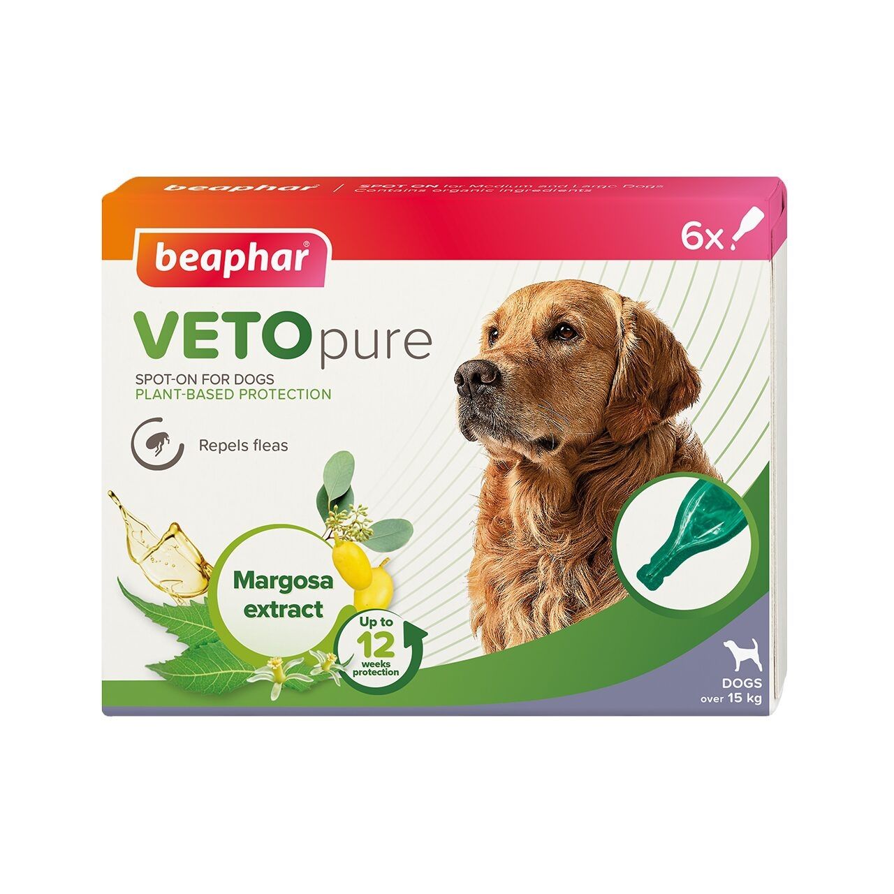 Pipete Antiparazitare Beaphar Vetopure Spot On Dog, M/L, >15 kg, 6 buc