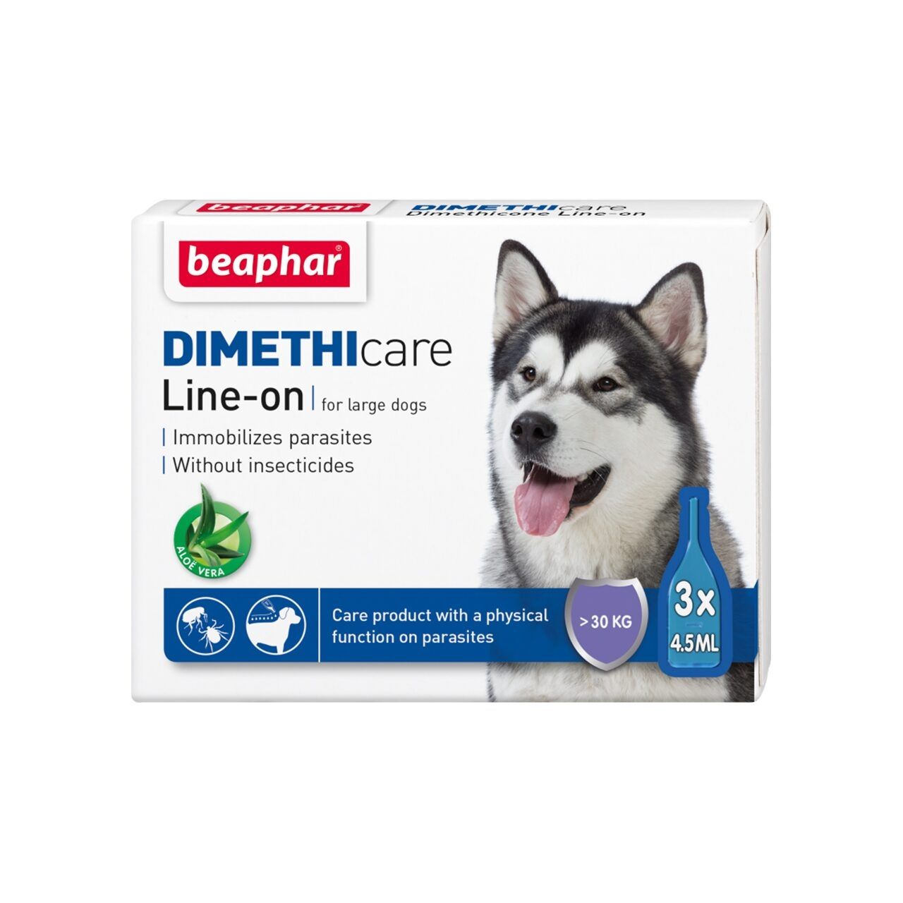 Pipete Antiparazitare Dimethicare Line-On Caini L, Beaphar, 3 pipete x 4.5 ml