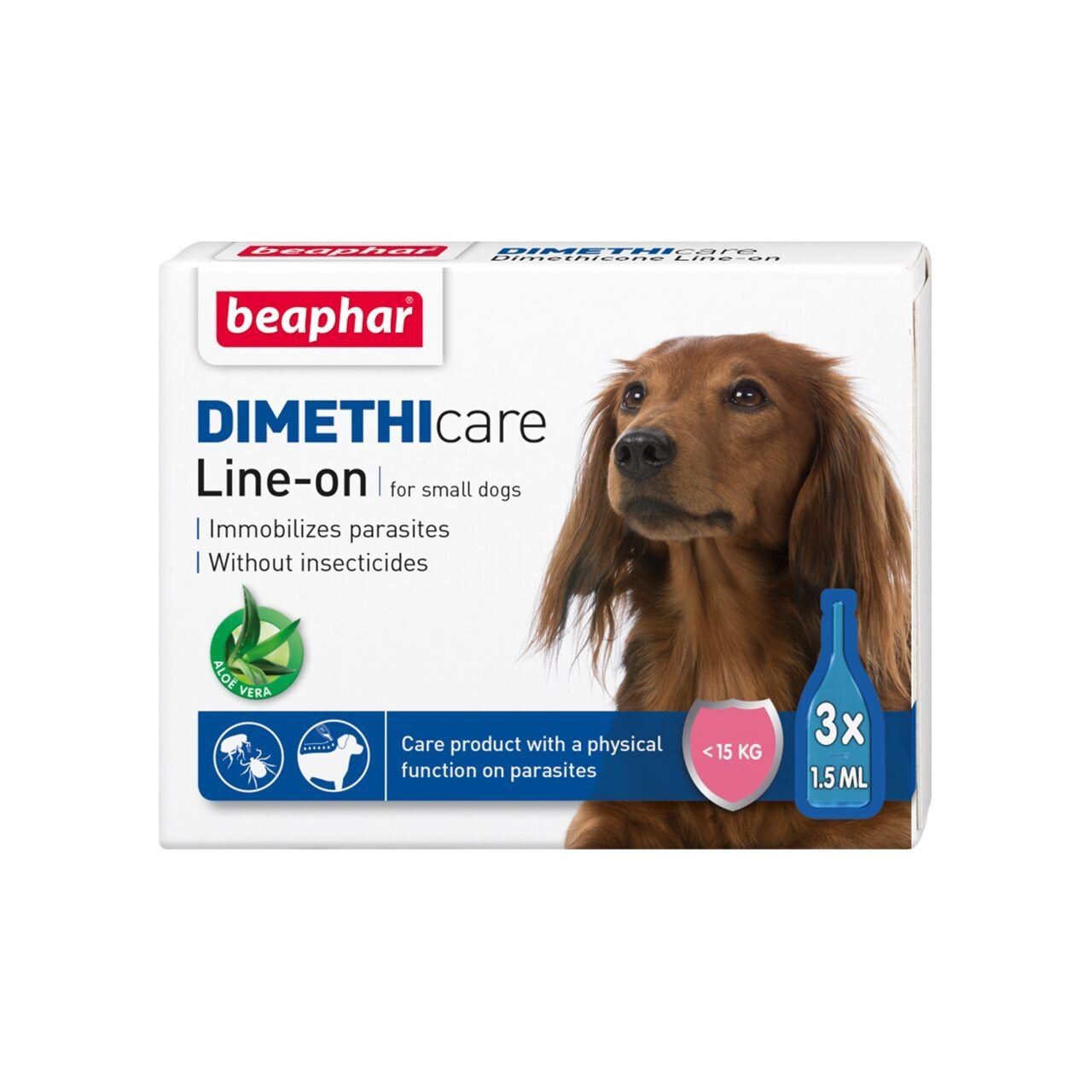 Pipete Antiparazitare Dimethicare Line-On Caini S, Beaphar, 3 pipete x 1.5 ml