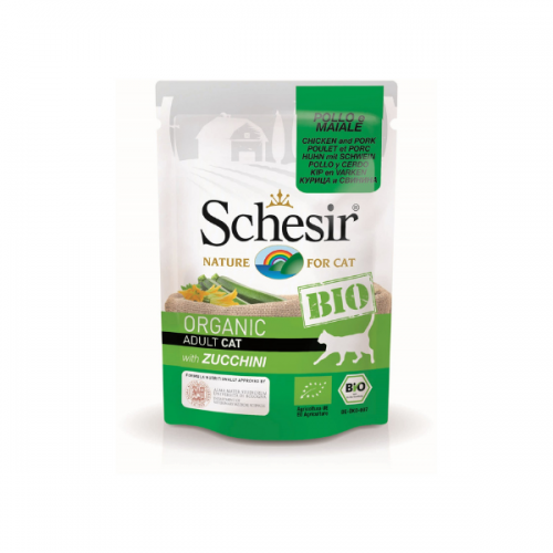 Schesir Bio For Cat, Pui, Porc şi Zucchini, plic 85 g Hrana umeda Pisici 2023-09-26