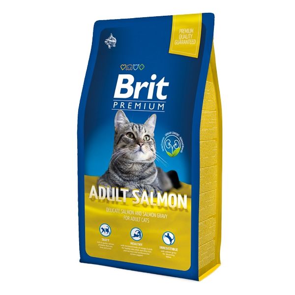 Brit Premium Cat Adult Salmon, 8 kg Adult imagine 2022