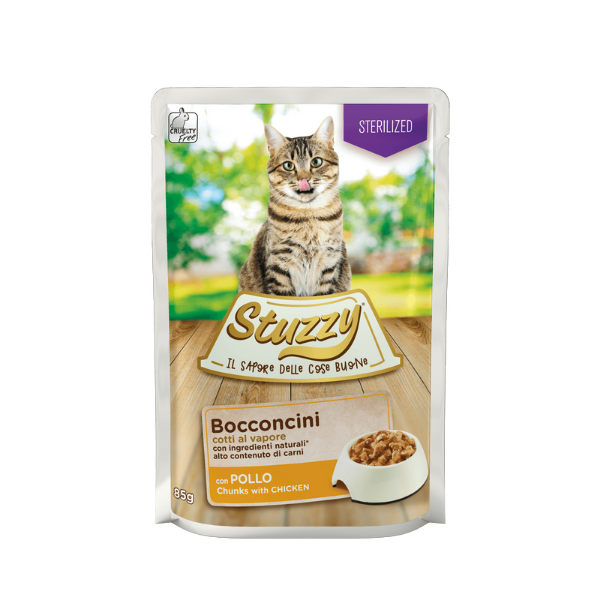 Stuzzy Cat, plic bucati sos sterilized pui, 85 g