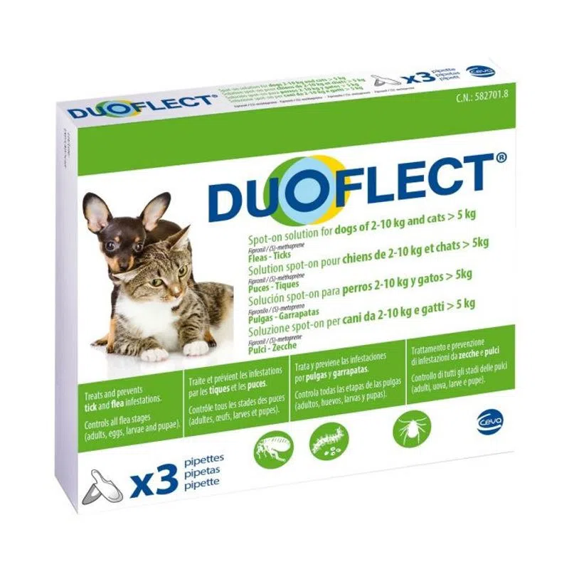 Duoflect CAT (>5 kg) and DOG (S), 3 pipete, 2-10 kg (S) imagine 2022