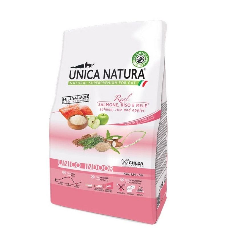 Hrana Uscata Natura Unica Pisici De Interior cu Somon, Orez Si Mere, 10 kg