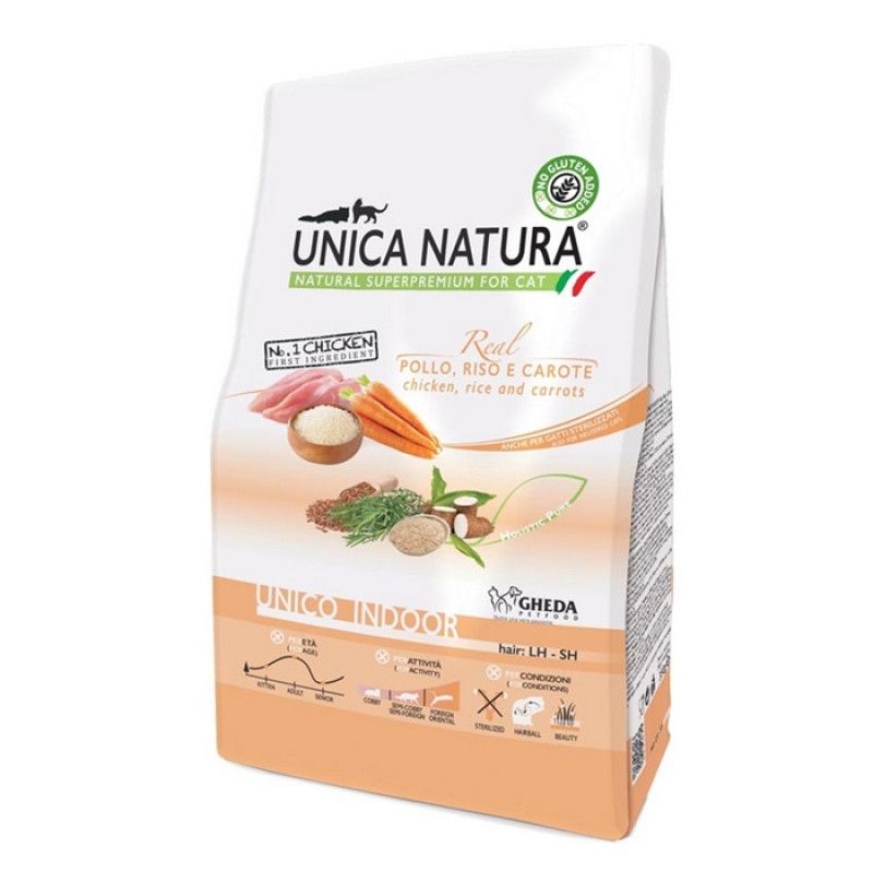 Hrana Uscata Natura Unica Pisici De Interior cu Pui, Morcov Si Orez, 10 kg