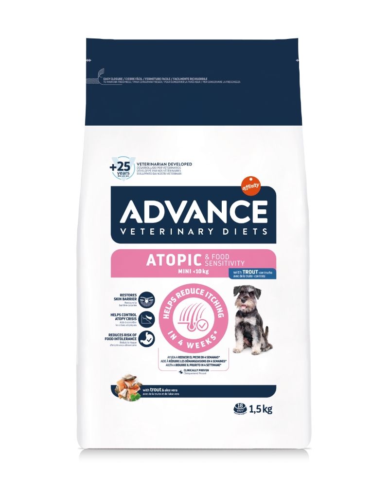 Advance Veterinary Diets Dog Atopic & Food Sensitivity Mini, Pastrav, 1.5 kg