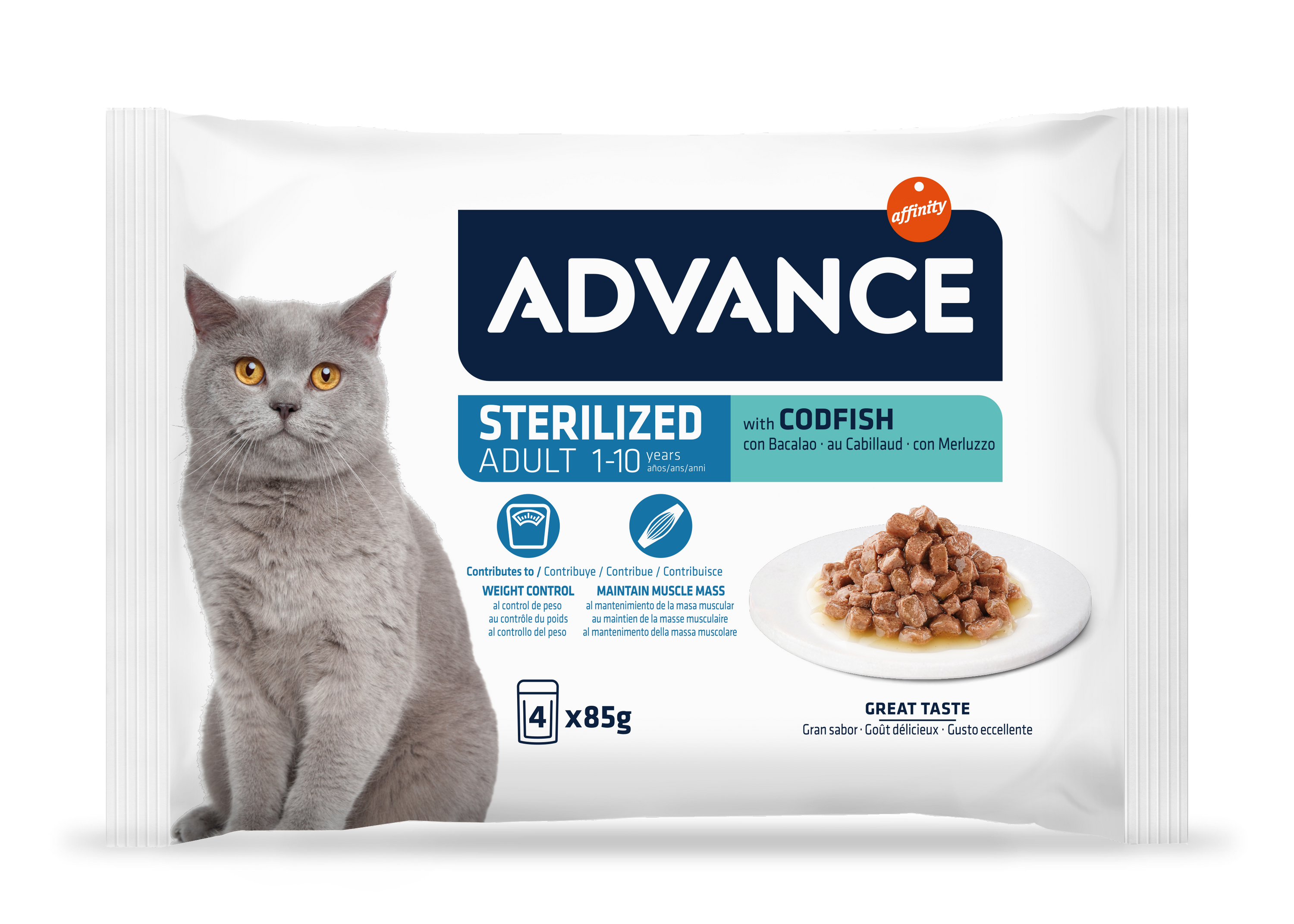 Advance Cat Wet Sterilized Cod Multipack, 4×85 g 4x85