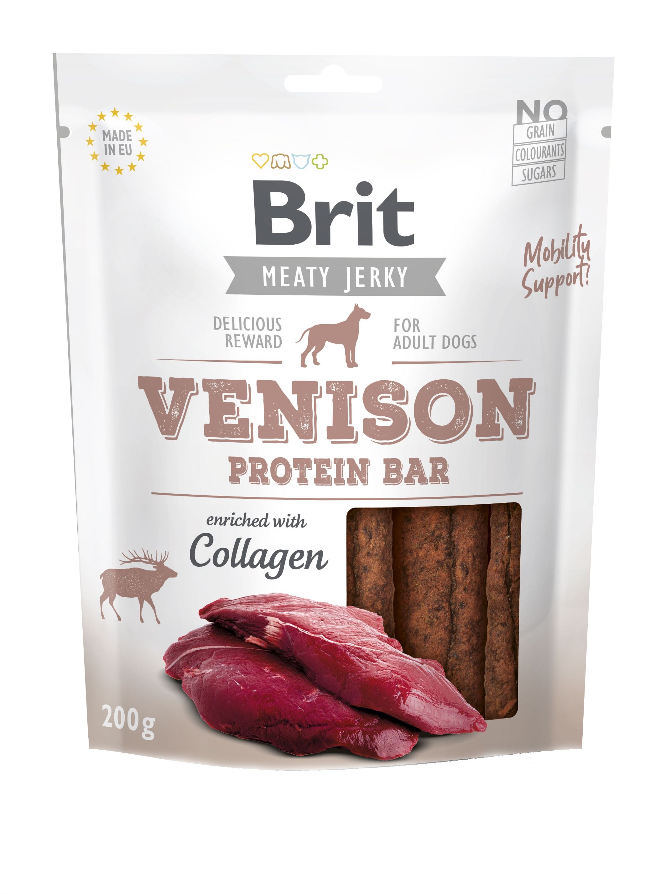 Brit Dog Jerky Venison Protein Bar, 200 g 200 imagine 2022