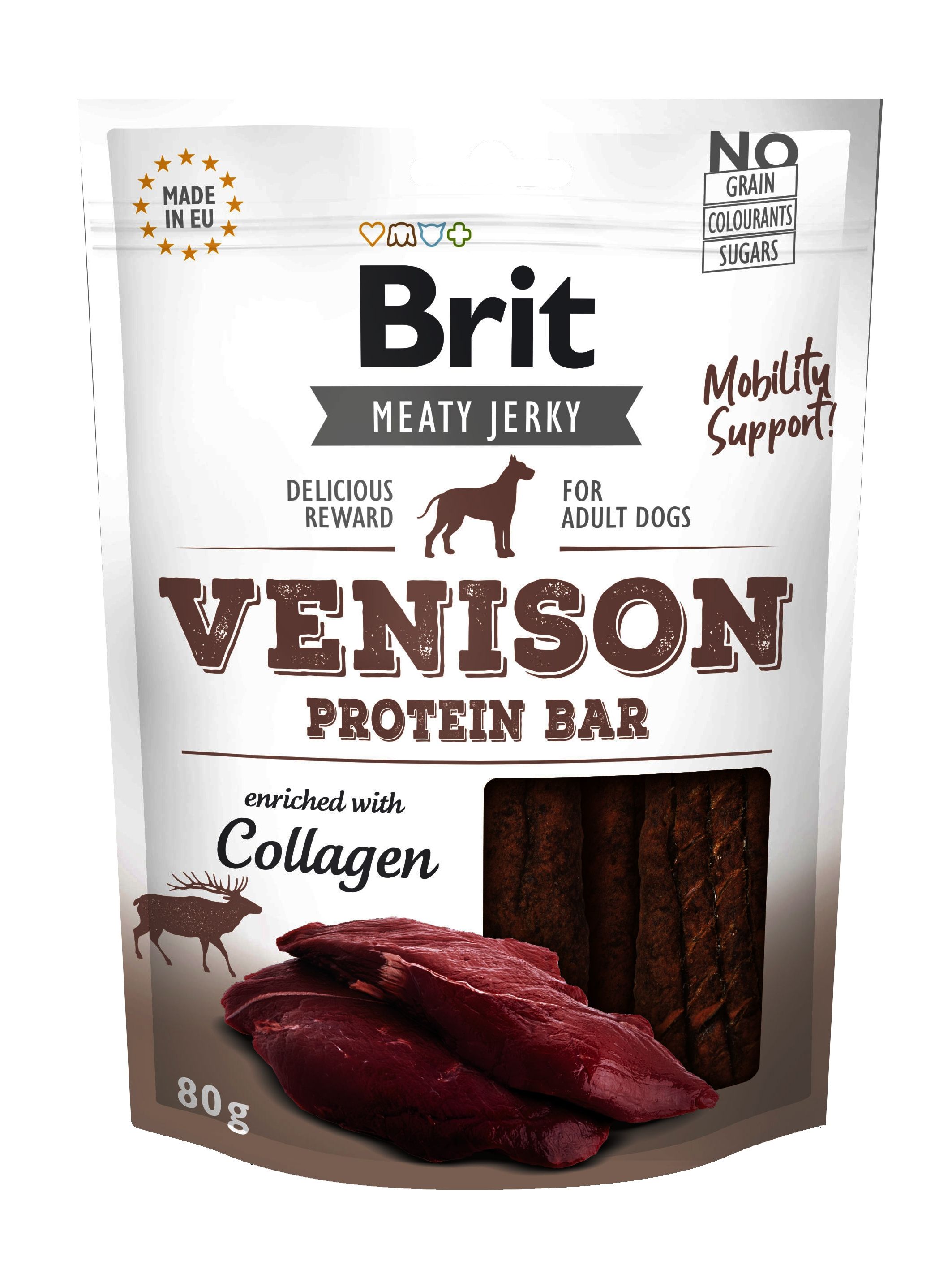 Brit Dog Jerky Venison Protein Bar, 80 g