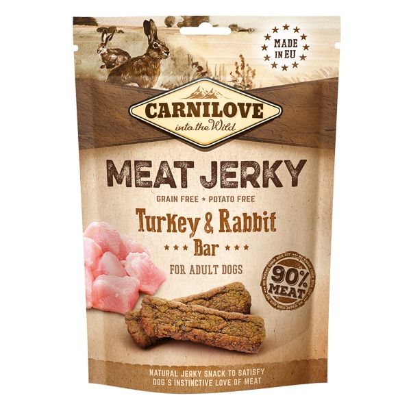 Carnilove Jerky Turkey and Rabbit Bar, 100 g - termen de valabilitate: 26.04.2023