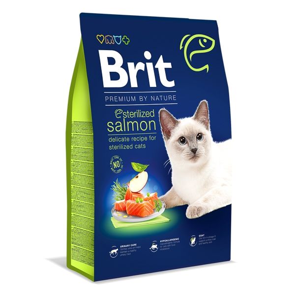 Brit Premium by Nature Cat Sterilized Salmon, 8 kg Brit imagine 2022