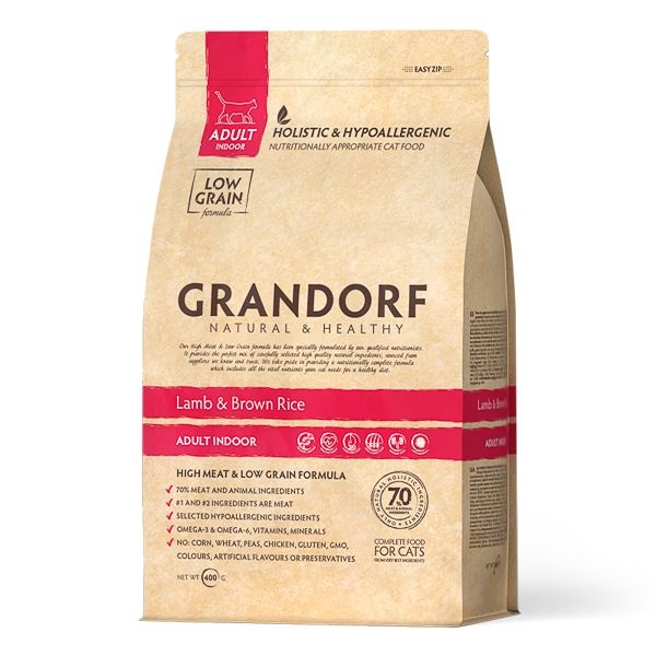 Grandorf Cat, Lamb & Brown Rice, Adult Indoor, 400 g