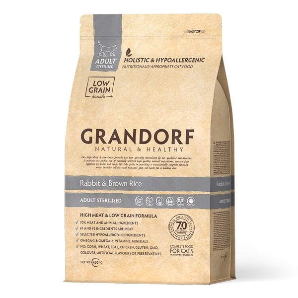 Grandorf Cat, Rabbit & Brown Rice, Adult Sterilized, 400 g