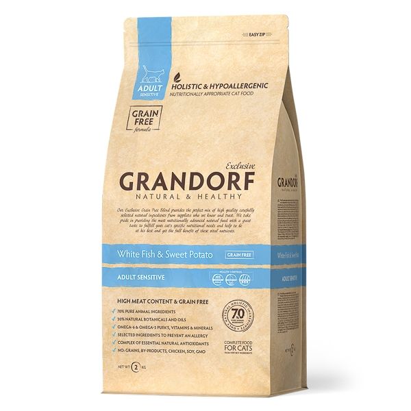 Grandorf Cat, White Fish & Brown Rice, Adult Indoor, 2 kg