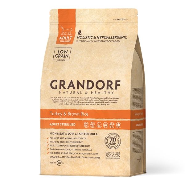 Grandorf Cat, Turkey & Brown Rice, Adult Sterilized, 400 g